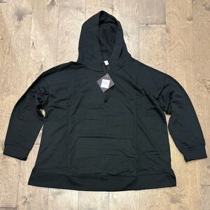 NWT - Ava & Viv Black Plus Size Split Hem Kangaroo Pocket Hoodie - Various Sizes